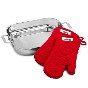 All-Clad Stainless Steel Lasagna Pan & Oven Mitts